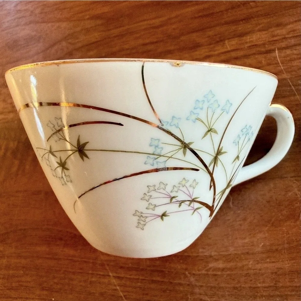 8pc VTG 60s MCM Napco China Teacup Snack Plate Hand Painted Hostess Set 4ZD-5317